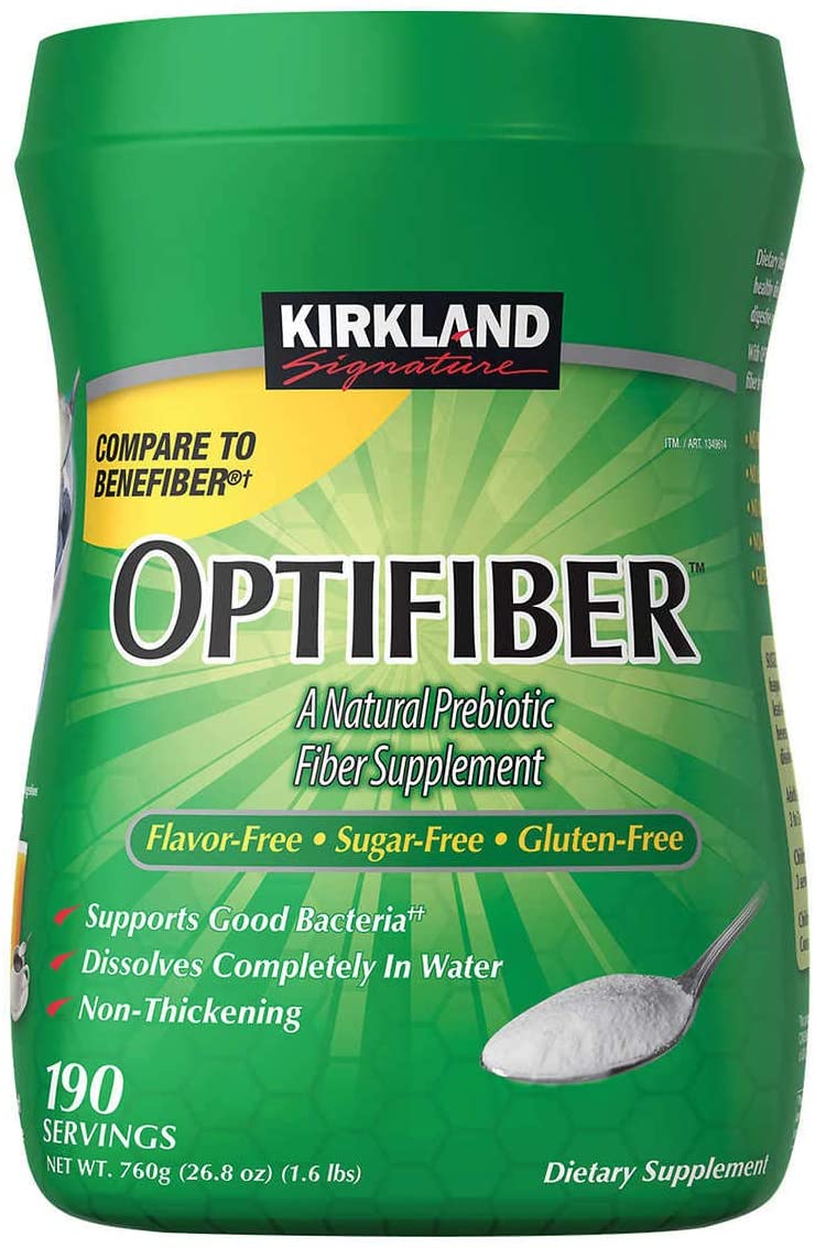 Kirkland Signature OPTIFIBER Natural Prebiotic Fiber Supplement Sugar Free, Flavor Free & Gluten Free (190 Servings)