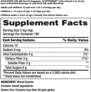 Kirkland Signature OPTIFIBER Natural Prebiotic Fiber Supplement Sugar Free, Flavor Free & Gluten Free (190 Servings)