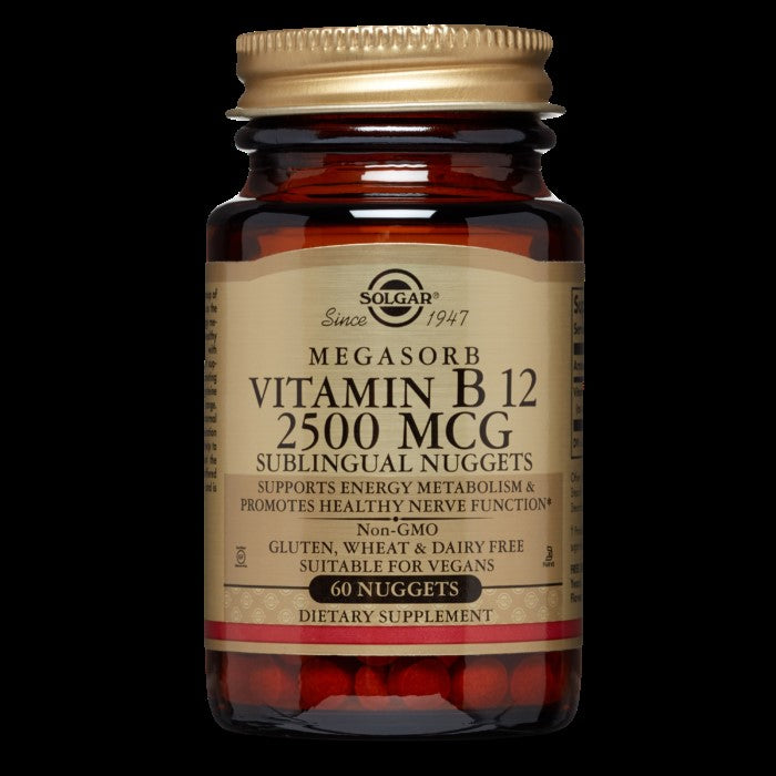 Vitamin B12 2500 mcg Adult Megasorb Sublingual Vegetable Nuggets 60 vegetable Nuggets