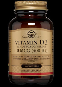 Vitamin D3 Cholecalciferol 10 mcg (400 IU) 100 Adult Softgels